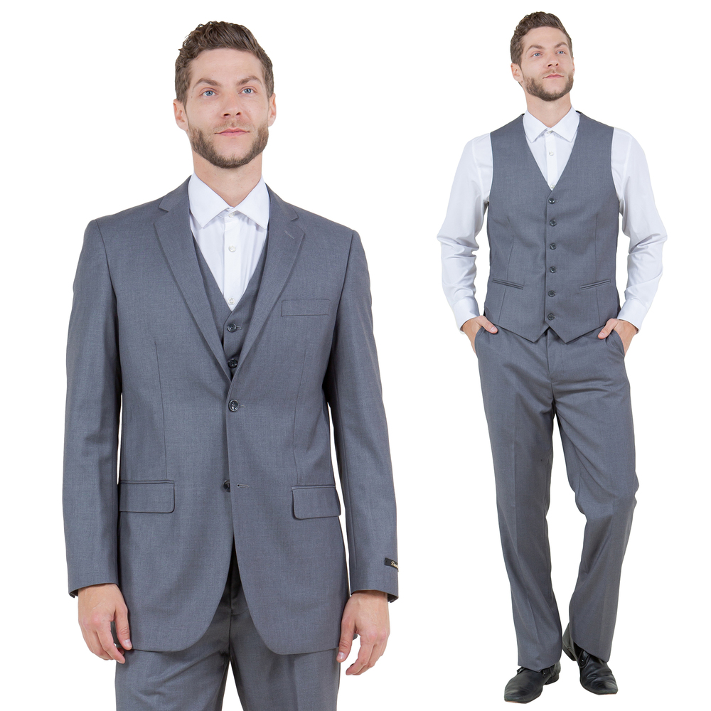 Modern Fit 3pc Mens Suit Set by Demantie, Grey